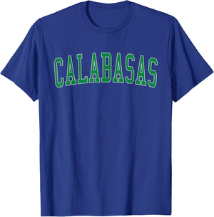 Vintage Calabasas CA Distressed Green Varsity Style T-Shirt - T-Shirt | Royal