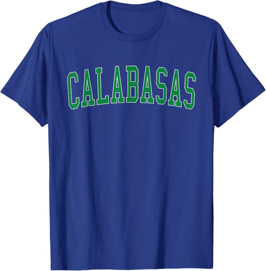 Vintage Calabasas CA Distressed Green Varsity Style T-Shirt - T-Shirt | Royal