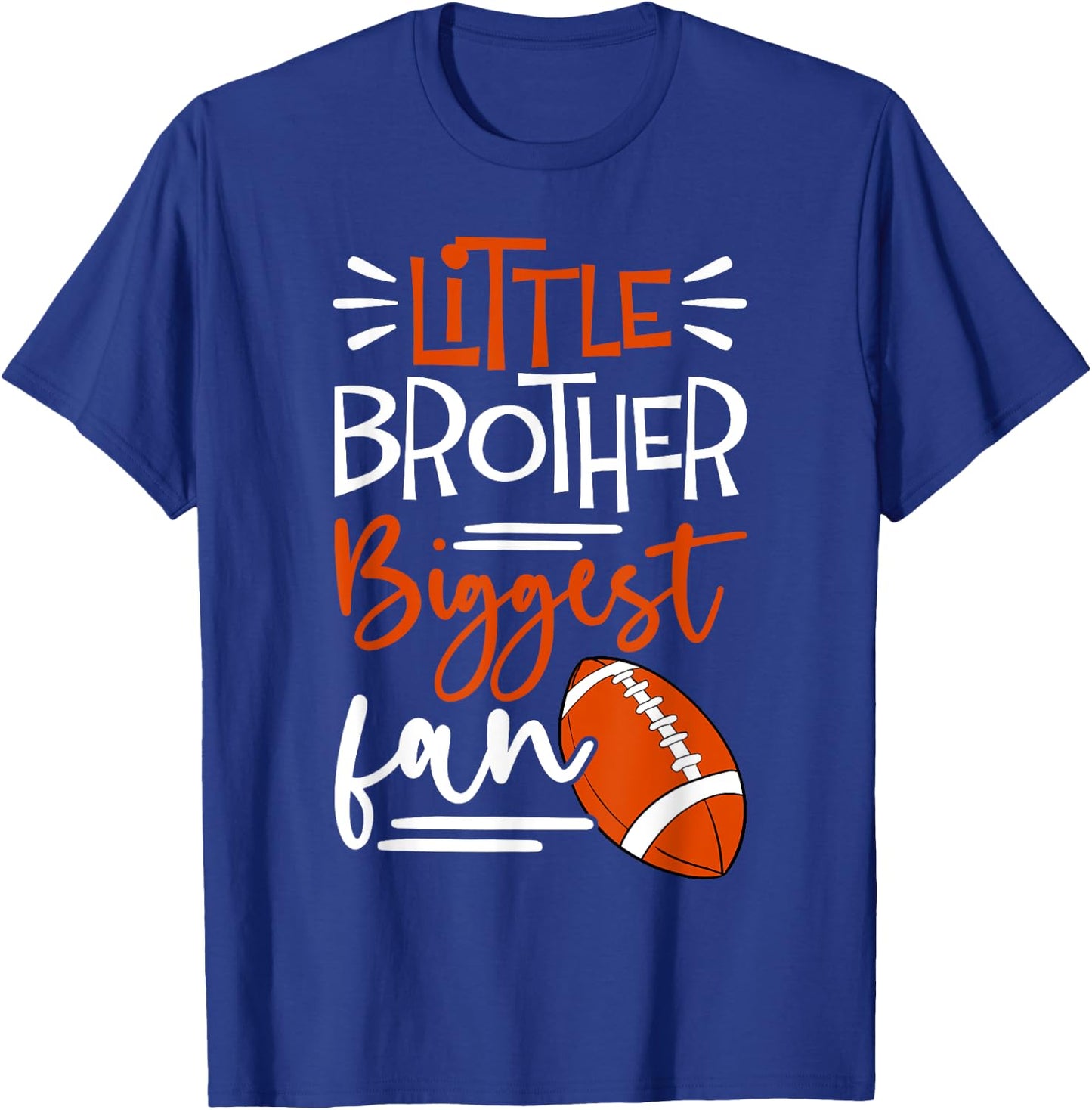 Little Brother Biggest Fan Football, Football Boys T-Shirt - T-Shirt | Royal