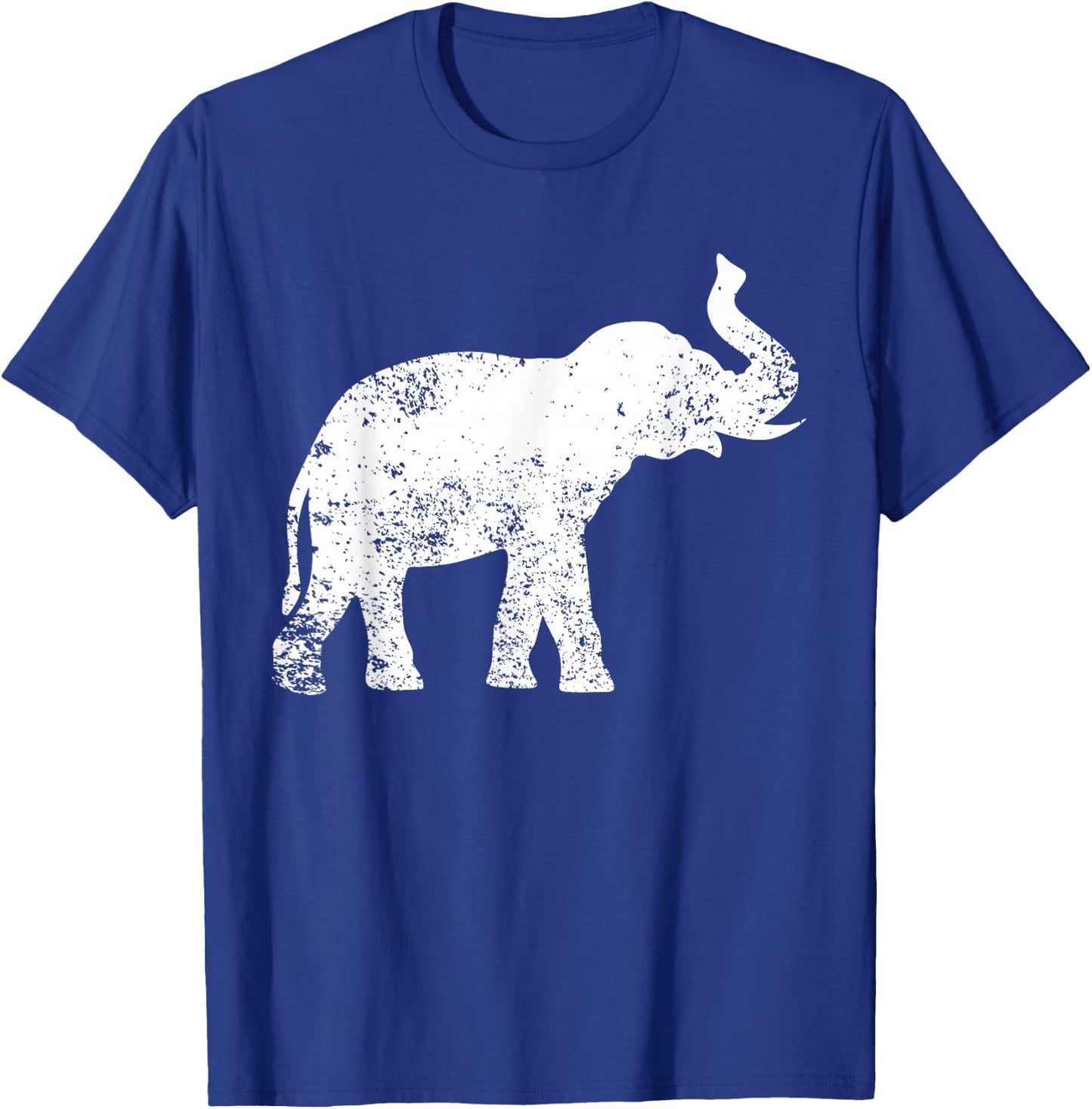 Elephant Lover Design Vintage Elephant - Black, Small, , Cotton 50% Polyester 50%, Short Sleeve, , Classic Fit, Distressed Elephant Print T-Shirt - T-Shirt | Royal