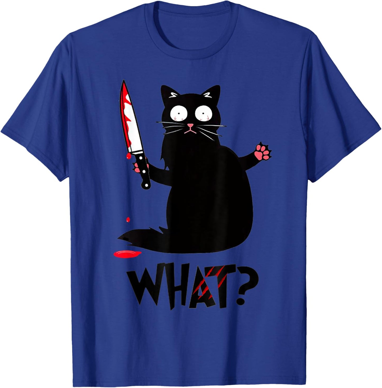Funny Black Cat Murderous Knife T-Shirt - T-Shirt | Royal