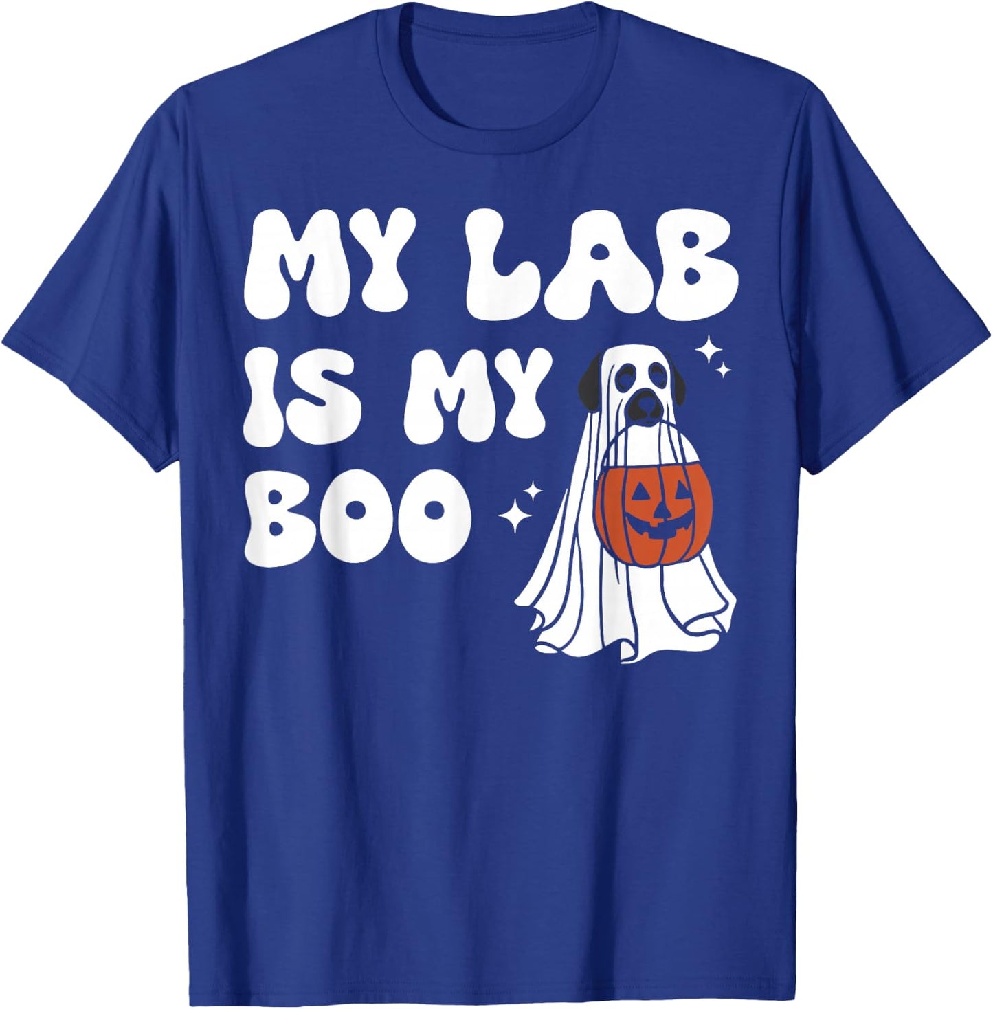 My Lab Is My Boo Dog Ghost Dog Halloween Retro Labrador Mama Men Women T-Shirt - T-Shirt | Royal
