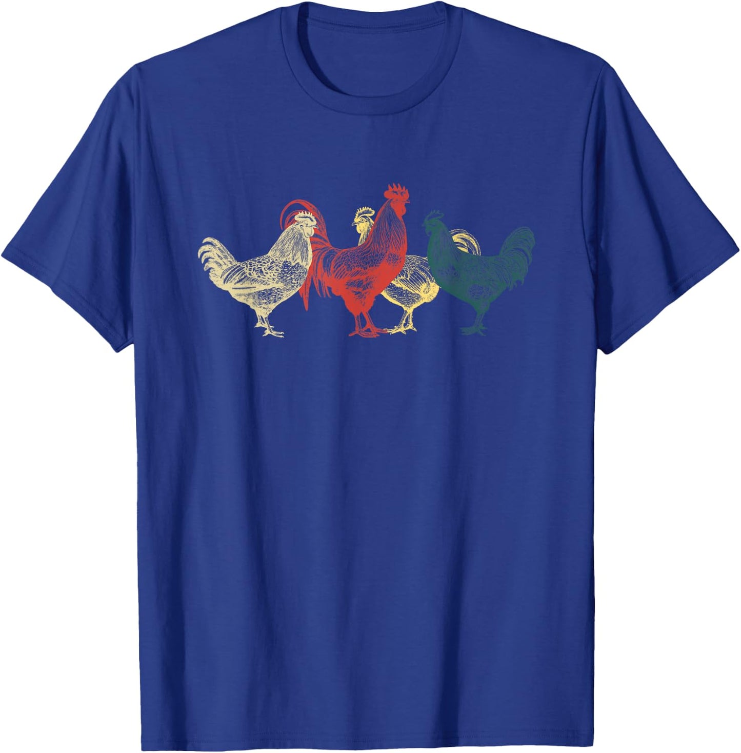 Chicken Group With Rooster Agriculture Farmer Funny Chickens T-Shirt - T-Shirt | Royal