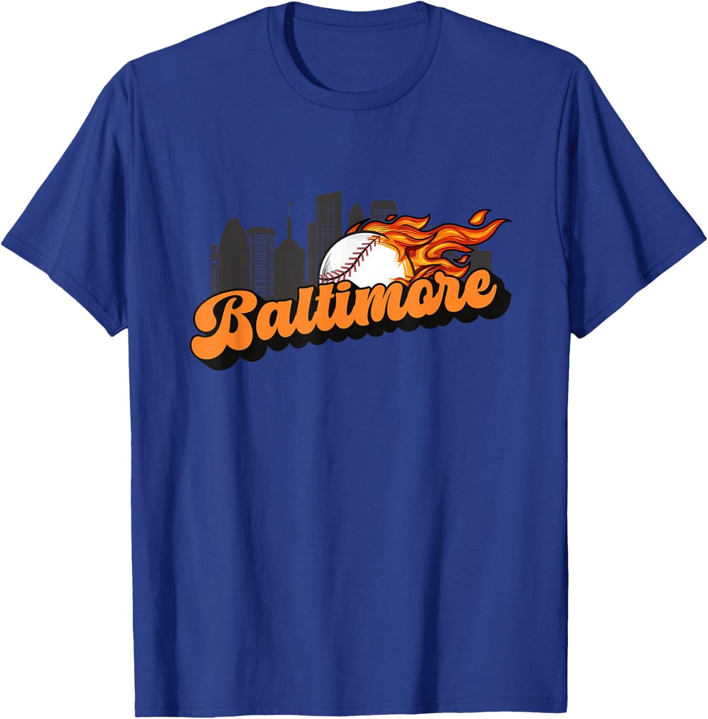 Baltimore Baseball Vintage City Skyline Retro Baseball Lover T-Shirt - T-Shirt | Royal