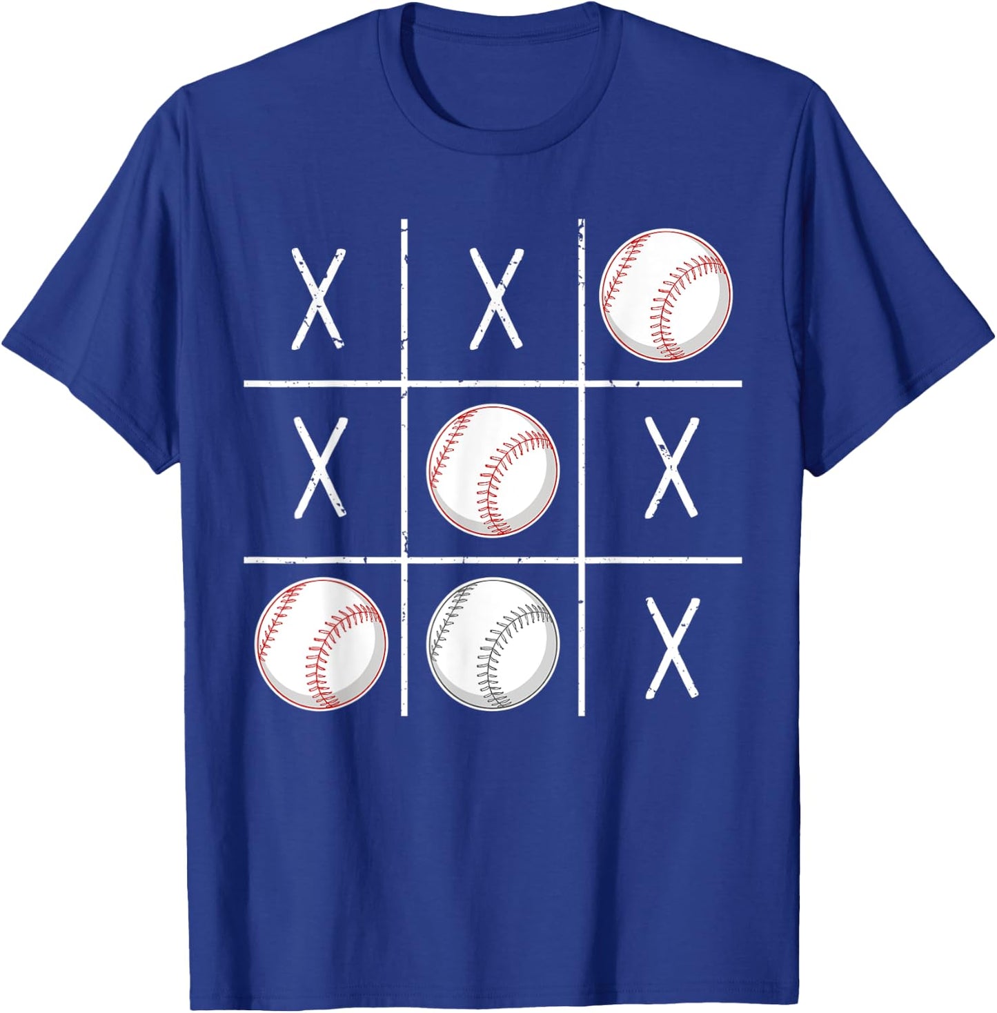 Baseball Ball Men Boys Baseball Tic-Tac-Toe Game XO-XO T-Shirt - T-Shirt | Royal