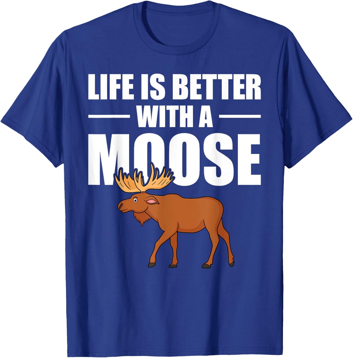 Funny Moose Design Women Boys Mammal Animal Apparel , Black T-Shirt - T-Shirt | Royal