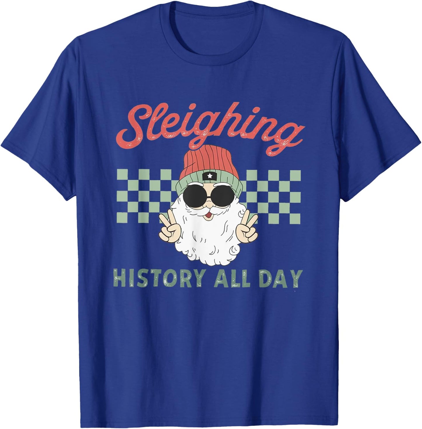 Women Retro Sleighing History All Day History Teacher Xmas T-Shirt - T-Shirt | Royal