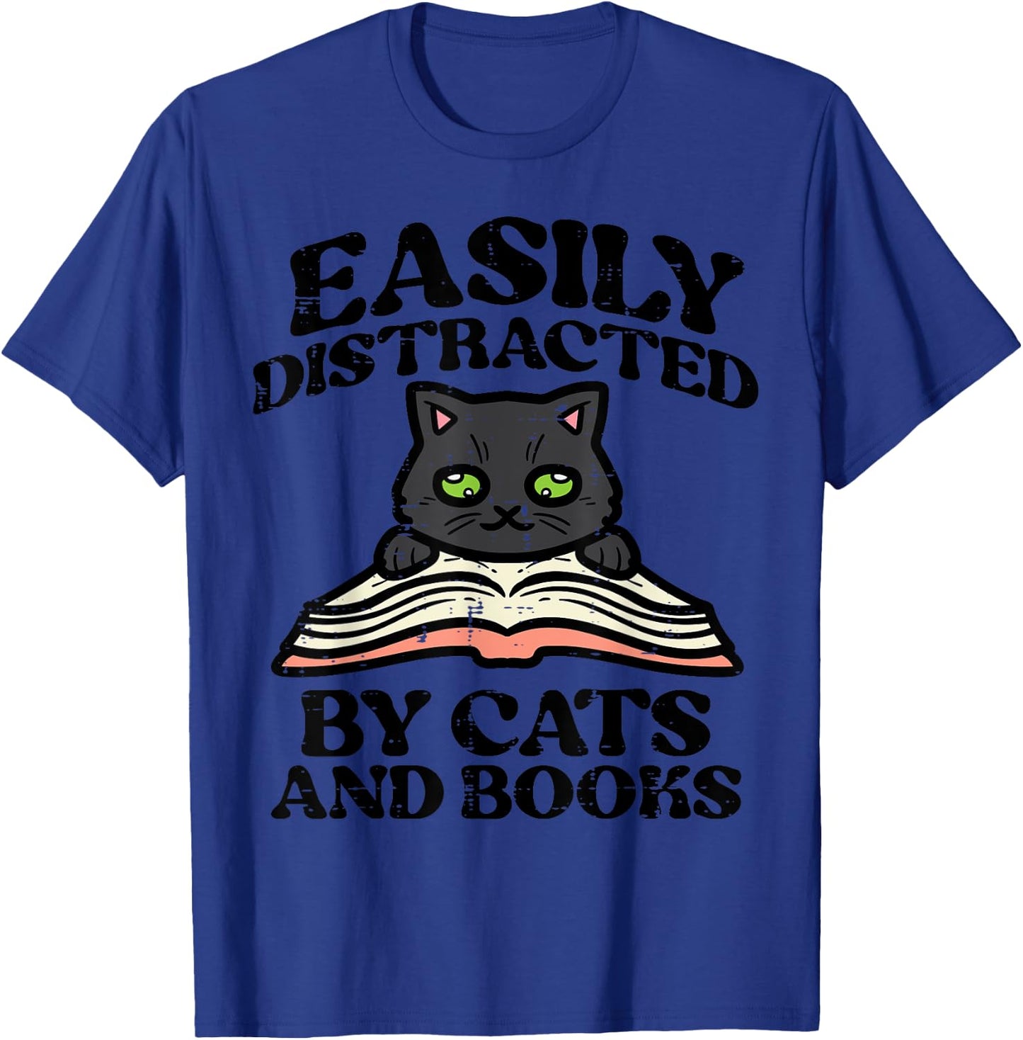 Easily Distracted Cats Books Librarian Women Girls Kids Teen T-Shirt - T-Shirt | Royal