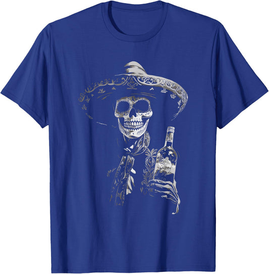 Vintage Skeleton Tequila Mexico Dia De Los Muertos Mexican T-Shirt - T-Shirt | Royal