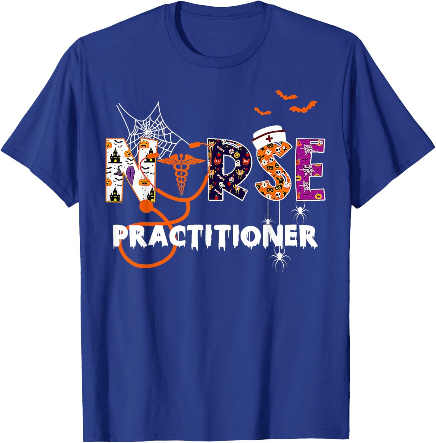 NP Nurse Practitioner Spooky Season Funny Halloween Nursing T-Shirt - T-Shirt | Royal