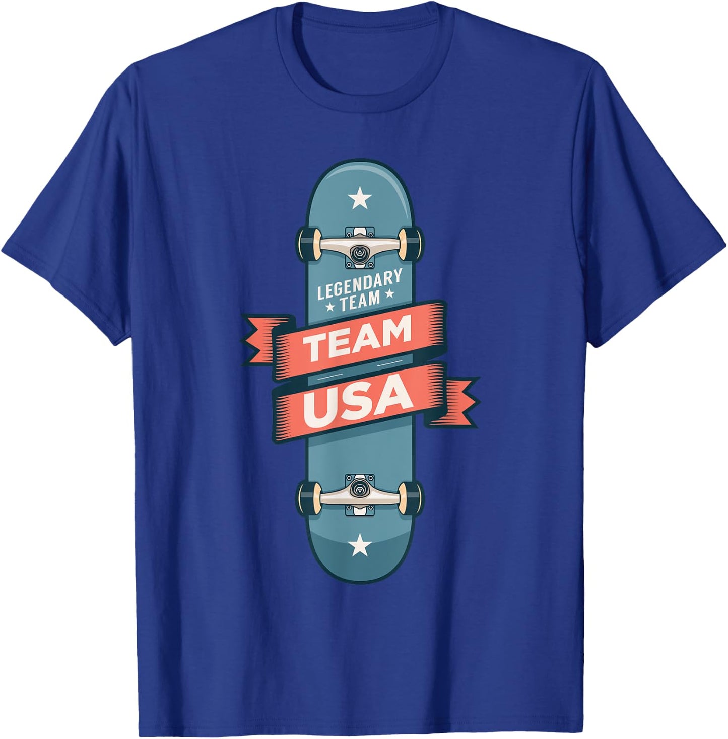 Skateboarding USA Support the Team Shirt USA Flag Skateboard T-Shirt - T-Shirt | Royal