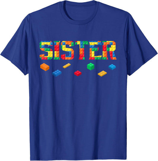 Master Builder Sister Birthday Boy Building Bricks Blocks T-Shirt - T-Shirt | Royal