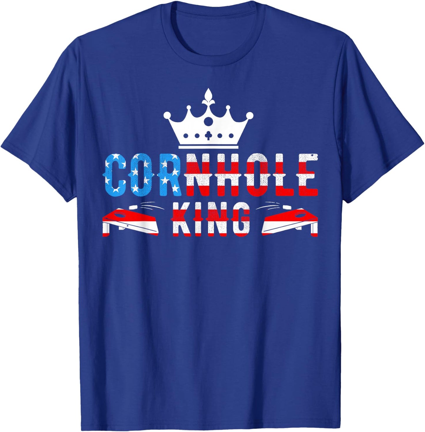 Cornhole - American Flag July 4th Patriotic Cornhole King T-Shirt - T-Shirt | Royal