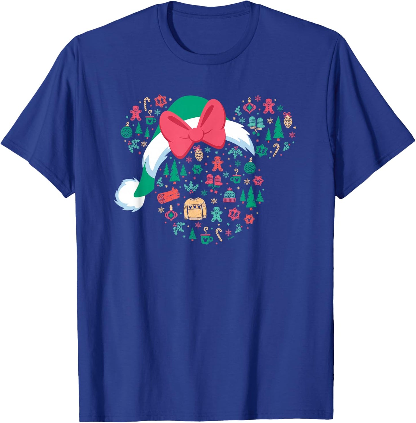 Disney Minnie Mouse Head Icon Christmas Holiday Santa Hat T-Shirt - T-Shirt | Royal
