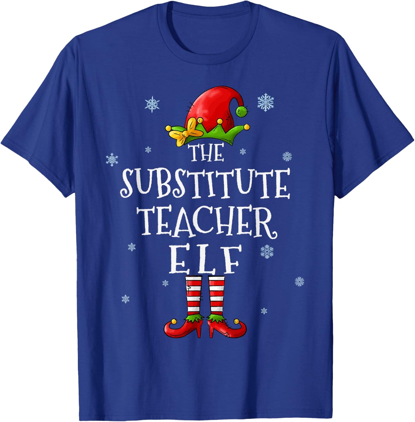 The Substitute Teacher Elf Squad Funny Matching Christmas Women T-Shirt - T-Shirt | Royal
