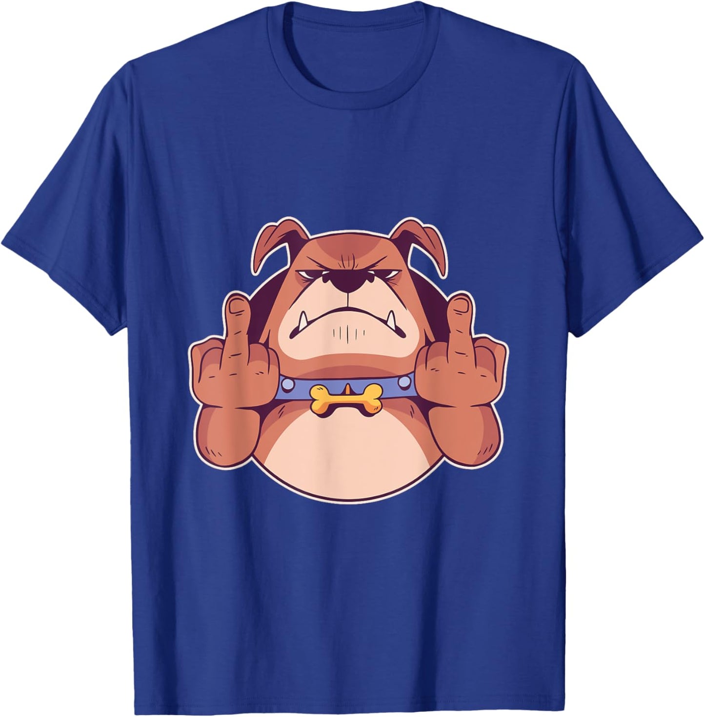 Dog Middle Finger Bulldog Stink Finger Funny Gift T-Shirt - T-Shirt | Royal