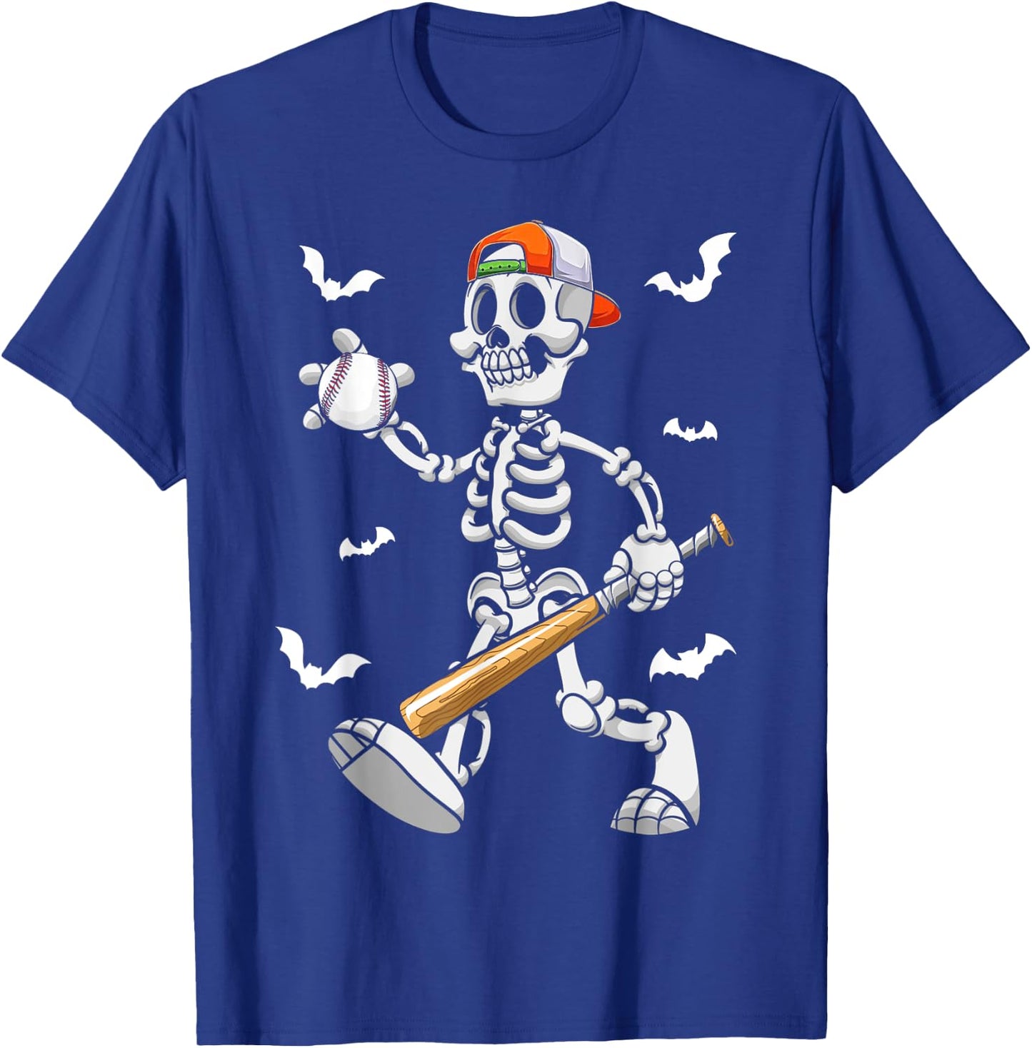 Cool Skeleton Baseball Lover Halloween Baseball Player T-Shirt - T-Shirt | Royal