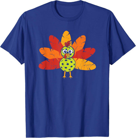 Thanksgiving Pickleball Funny Pickleball Turkey Thanksgiving T-Shirt - T-Shirt | Royal