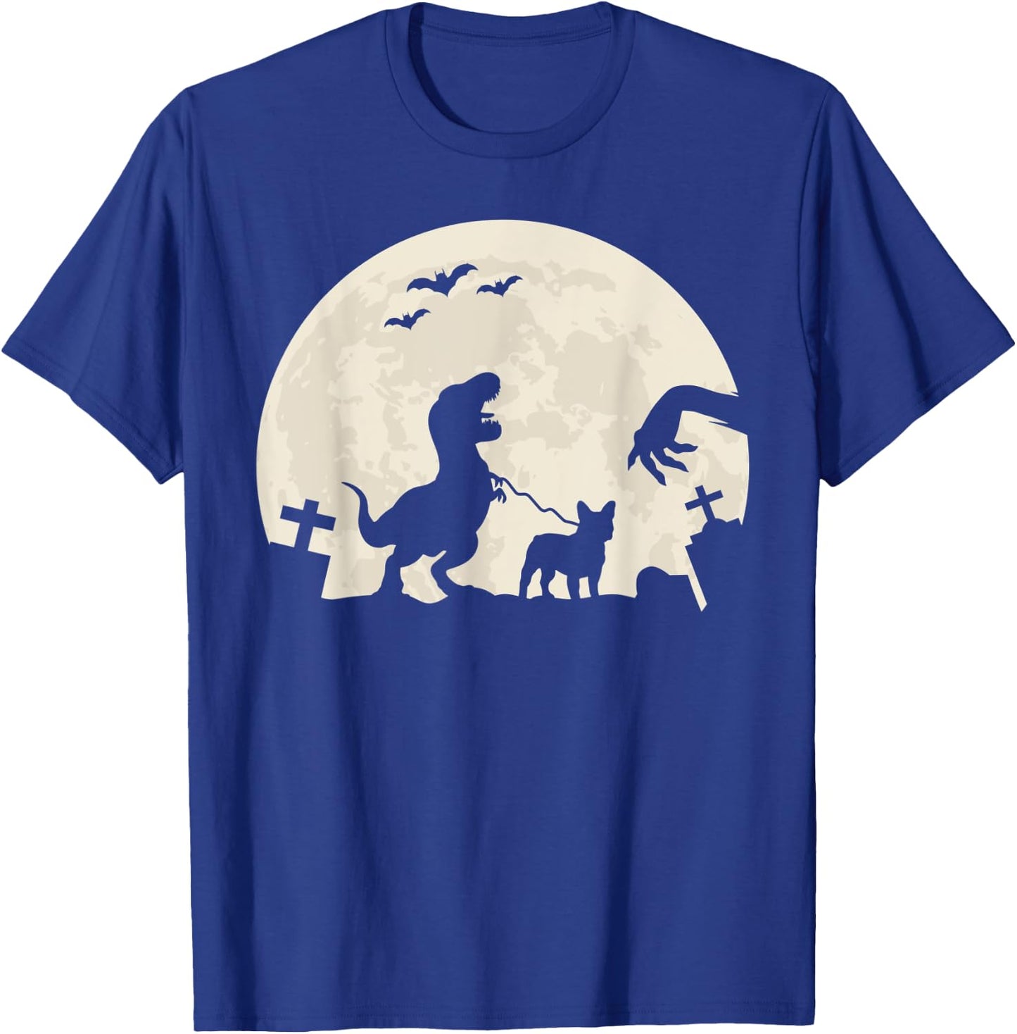 Halloween French Bulldog Dog Frenchie Dinosaur Costume Men Women Kids T-Shirt - T-Shirt | Royal