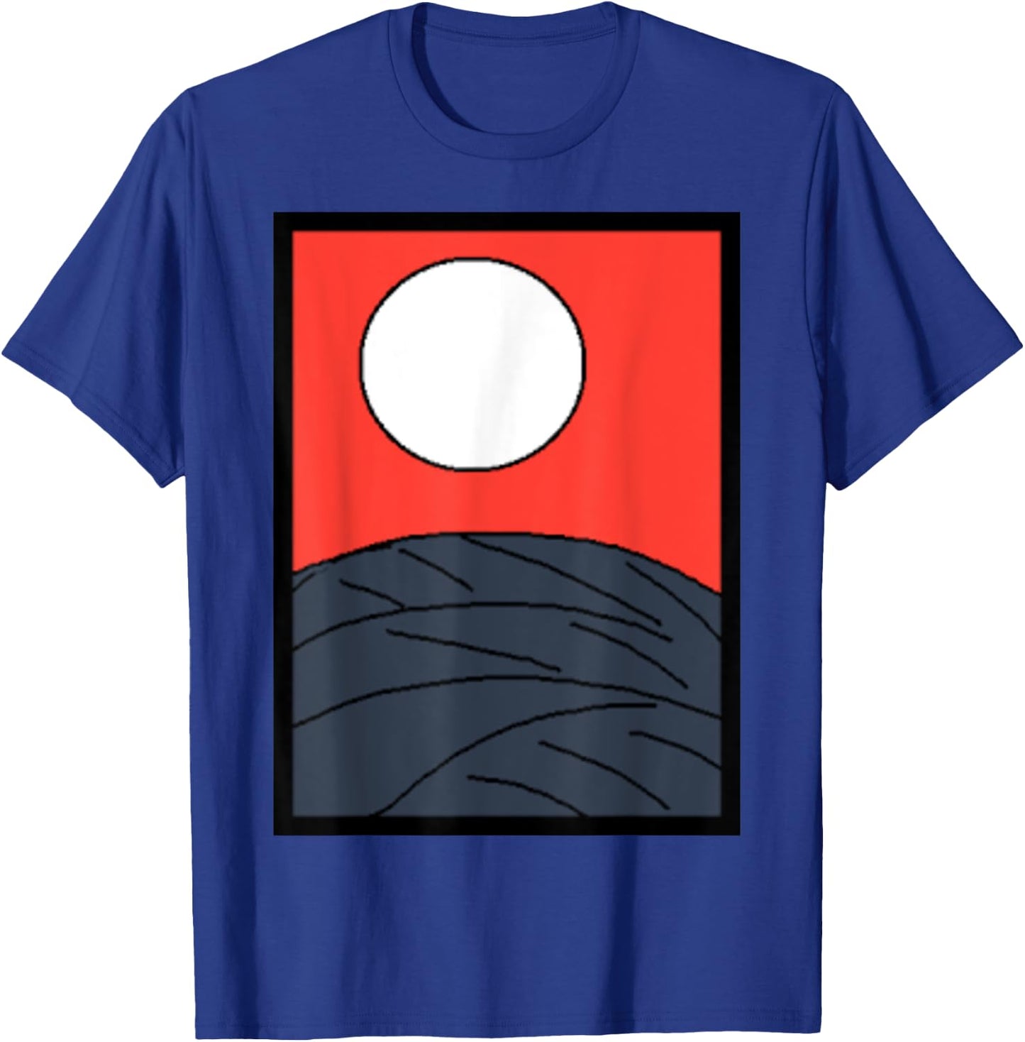 Funny Design Production Club Original Design Attention No.1 Japanese Karuta Hanafuda Moon T-Shirt - T-Shirt | Royal