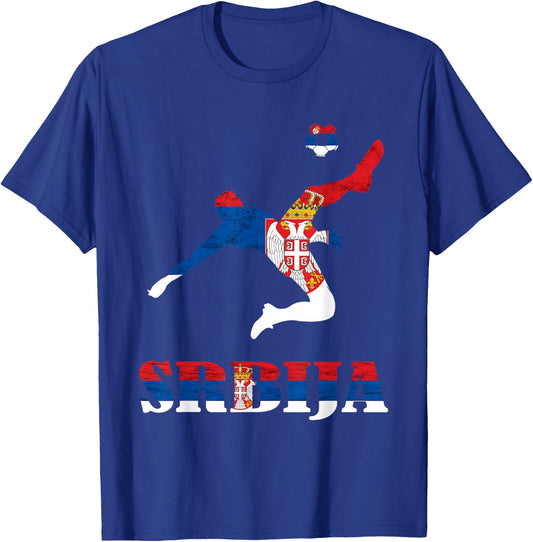 Serbia Soccer Player Srbija Serbian Pride Serbian Flag T-Shirt - T-Shirt | Royal