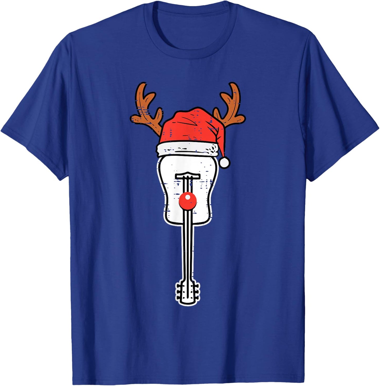 Guitar Christmas Reindeer Music Instrument Rocker Rock Xmas T-Shirt - T-Shirt | Royal