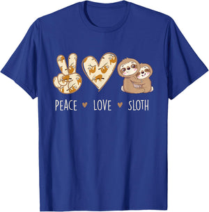 Peace Love Sloth - Animal Lover Environmentalist Zookeeper T-Shirt - T-Shirt | Royal