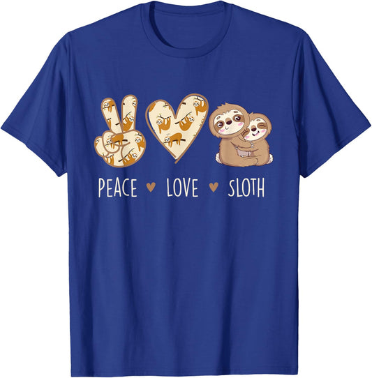 Peace Love Sloth - Animal Lover Environmentalist Zookeeper T-Shirt - T-Shirt | Royal