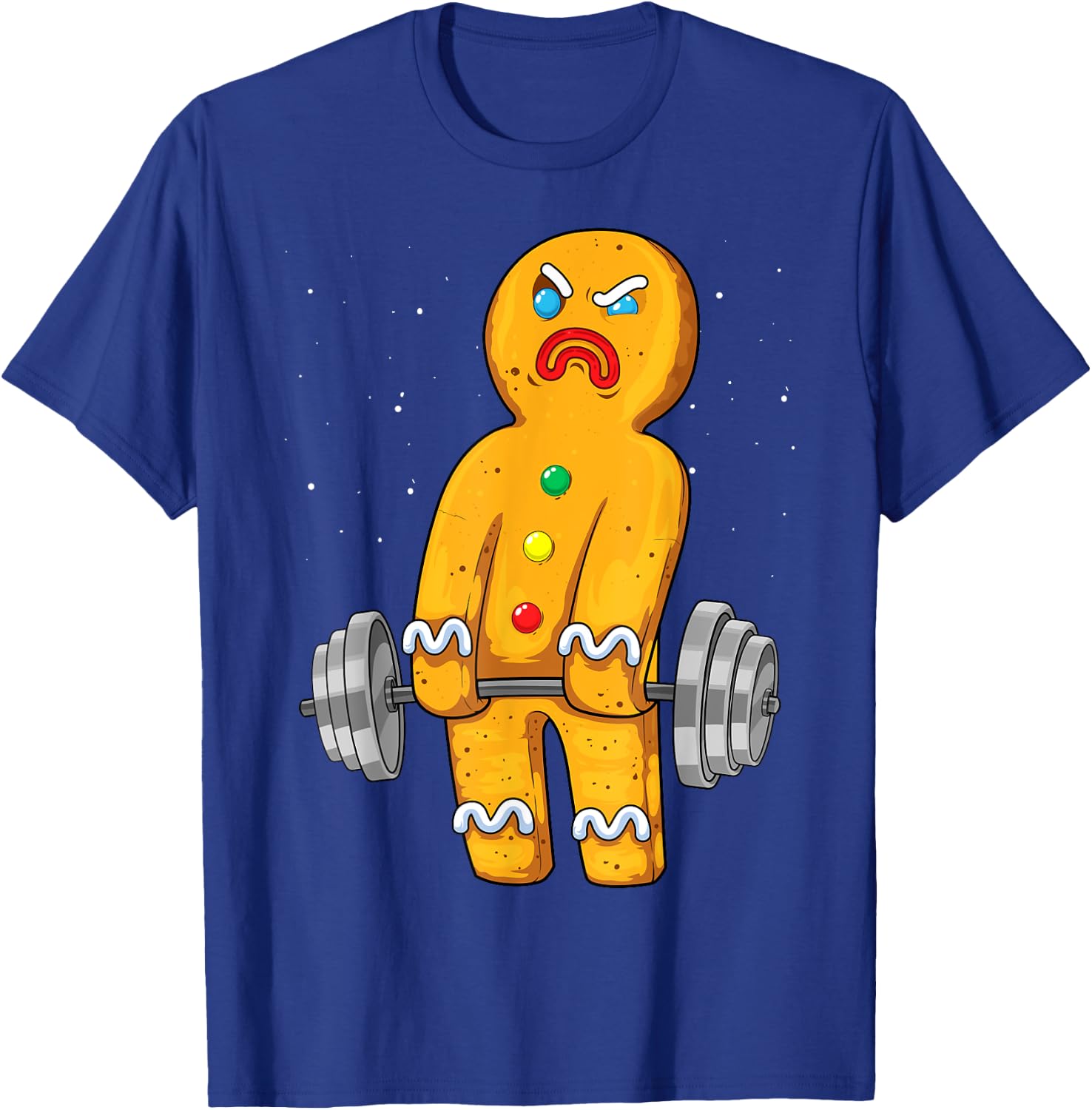 Gingerbread Man Weightlifting Christmas Fitness Gym Deadlift T-Shirt - T-Shirt | Royal