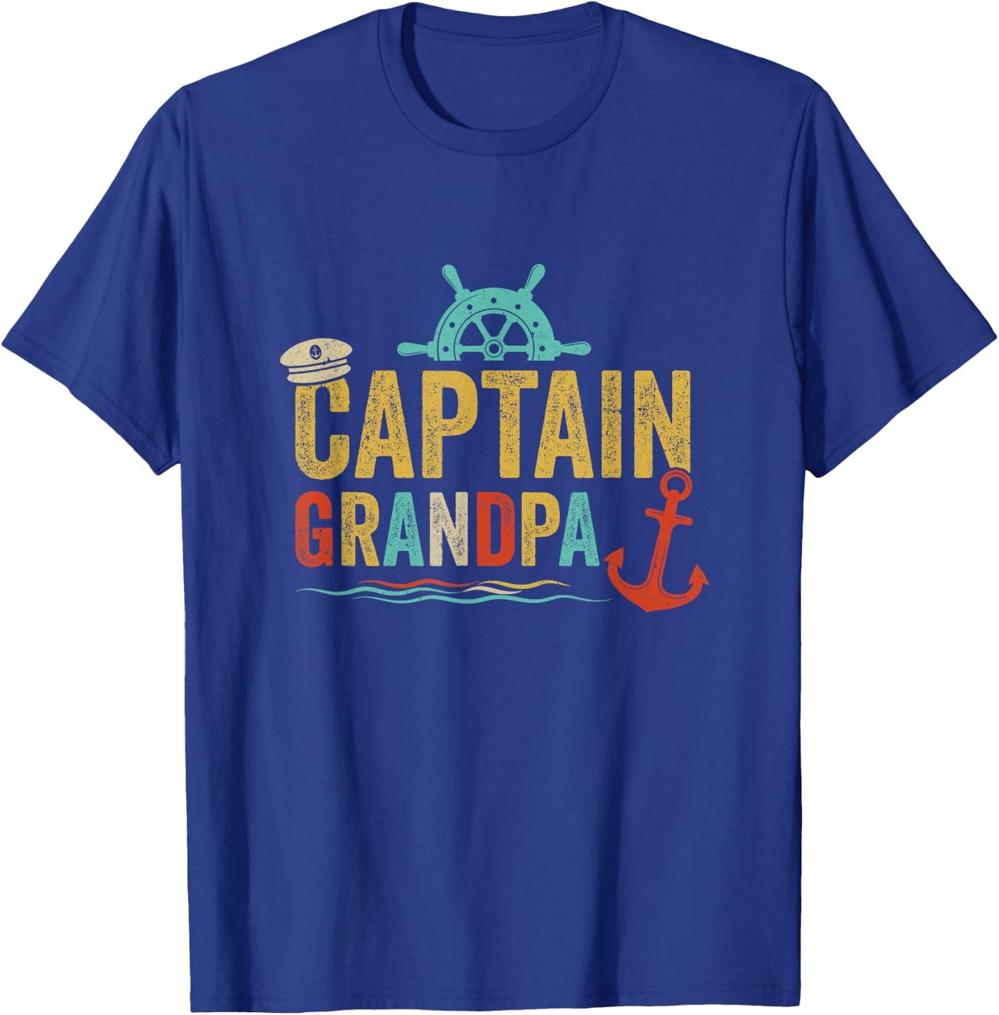 Captain Grandpa Pontoon Lake Sailor Fishing Boating T-Shirt - T-Shirt | Royal