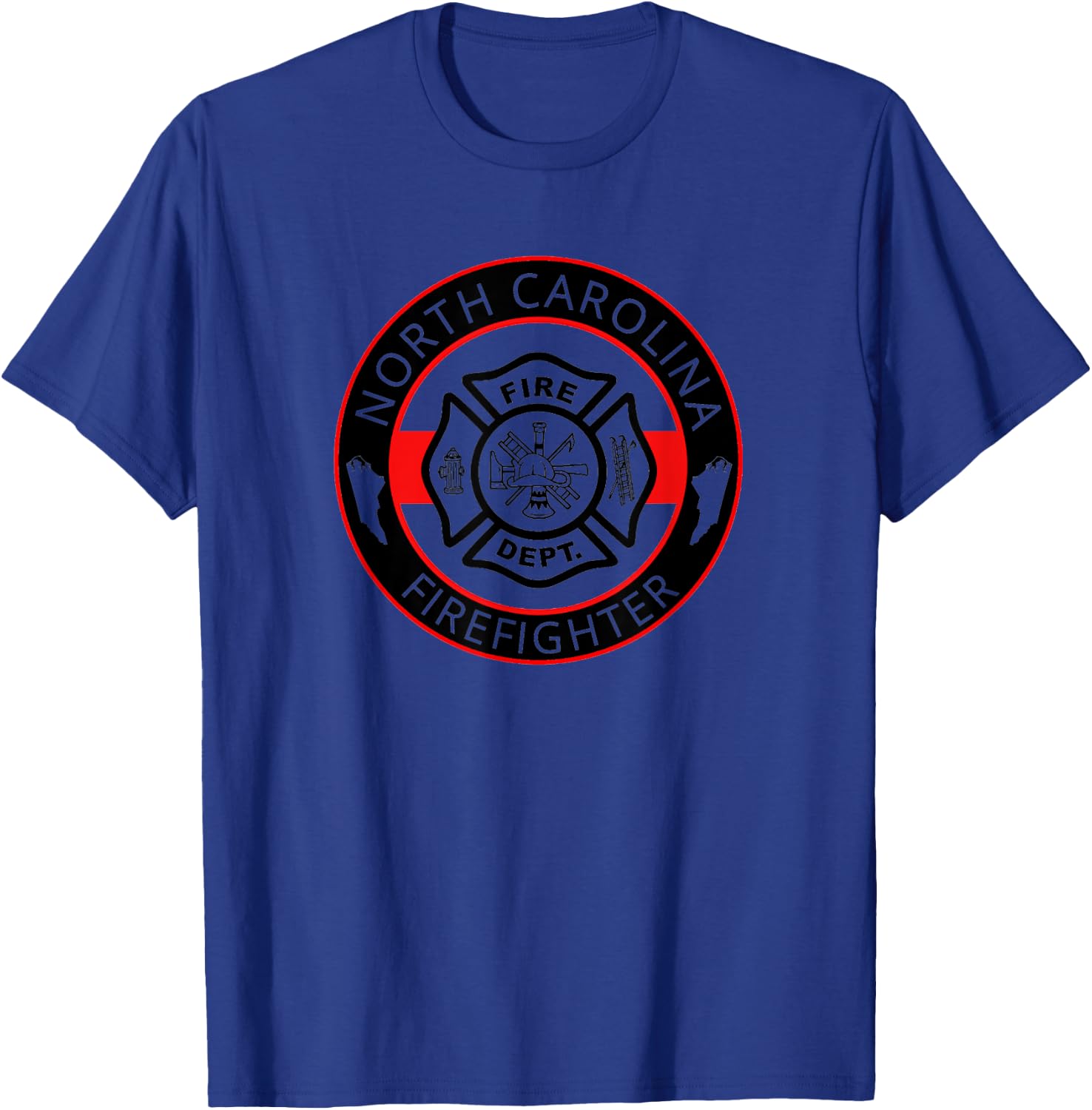 North Carolina Firefighter NC Fire Department Thin Red Line T-Shirt - T-Shirt | Royal