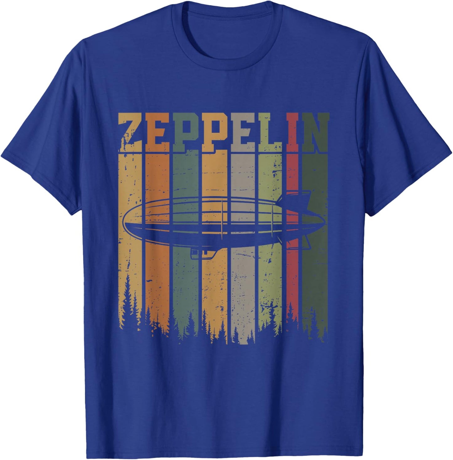 Retro Zeppelin 70s 80s Dirigible Airship Zepelin Zepplin T-Shirt - T-Shirt | Royal