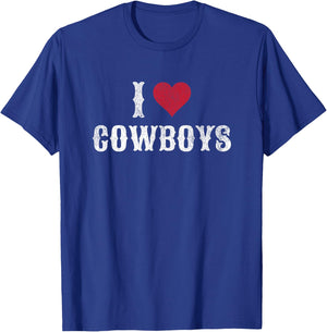 I Love Cowboys I Heart Cowboys Funny Western Rodeo T-Shirt - T-Shirt | Royal