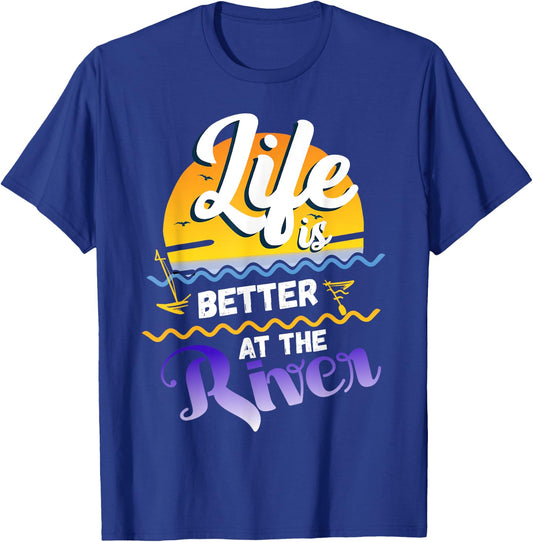 River Floating saying Life Is Better at The River Camping T-Shirt - T-Shirt | Royal