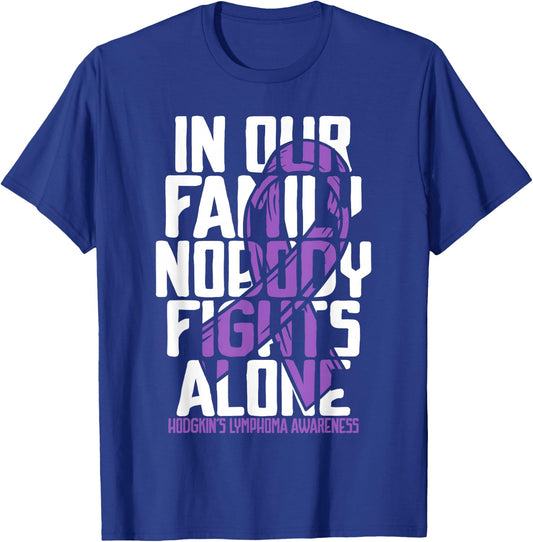 Hodgkins Lymphoma Purple Family Hodgkin's Lymphoma Awareness T-Shirt - T-Shirt | Royal