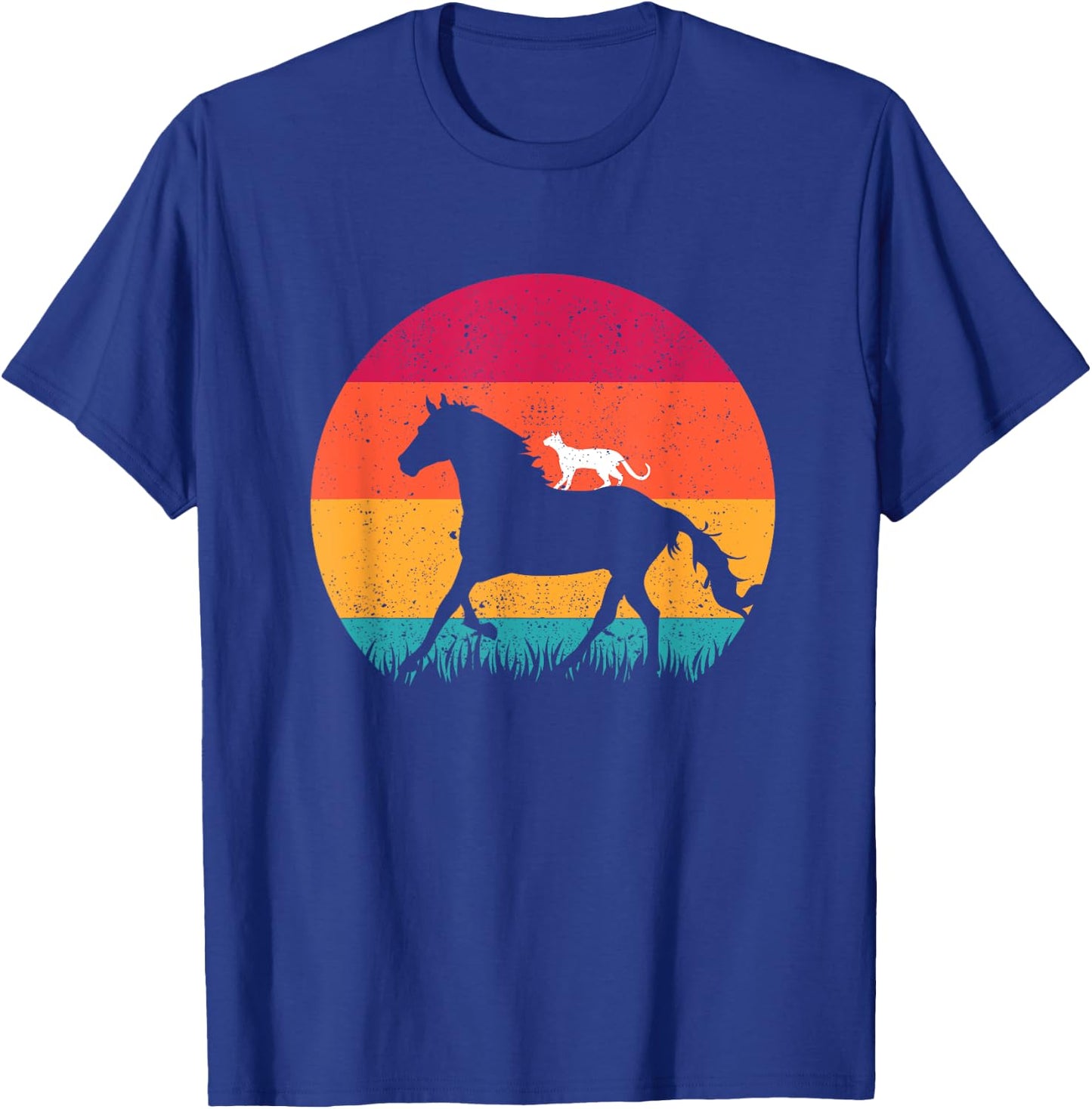 Horseback Riding Cat Ride Horses Funny Cats Horse Equestrian Men Women Girls Kids T-Shirt - T-Shirt | Royal