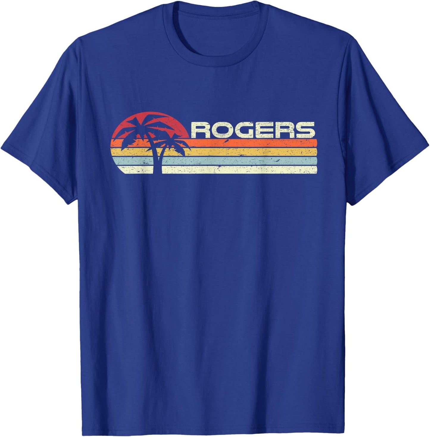 Rogers Surname 80s 90s Vintage Sunset with Palm Trees T-Shirt - T-Shirt | Royal