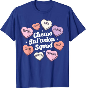 Valentines Day Chemo Infusion Nurse Oncology Groovy Hearts T-Shirt - T-Shirt | Royal