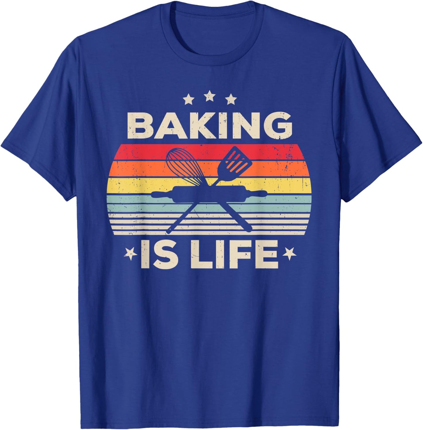 Baking Is Life For Girls Women Men Boys Pastry Baker Vintage T-Shirt - T-Shirt | Royal