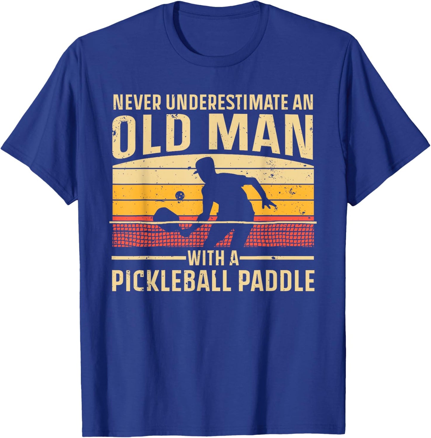 Cool Pickleball Art Grandpa Paddle Pickleball Player T-Shirt - T-Shirt | Royal