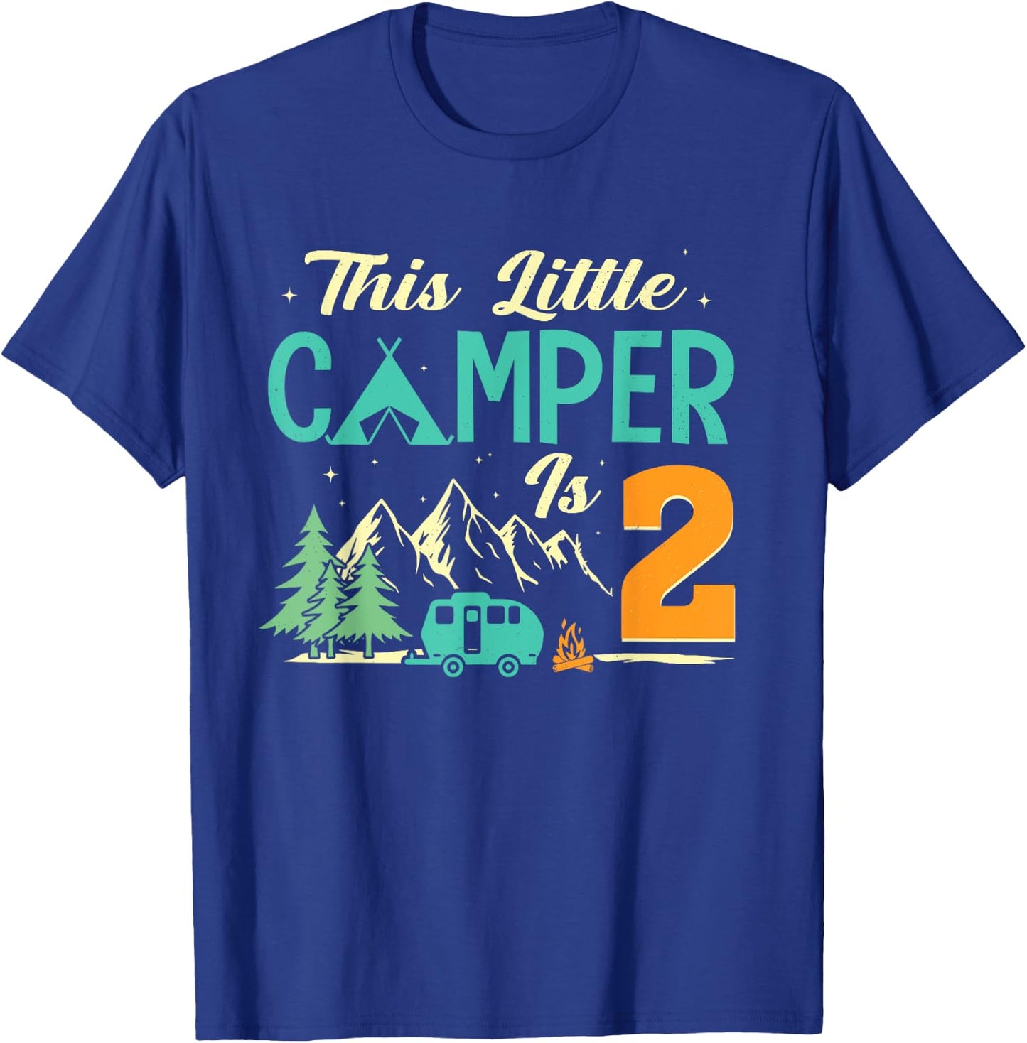 This Little Camper Is 2 Camp Lover 2nd Camping Birthday T-Shirt - T-Shirt | Royal