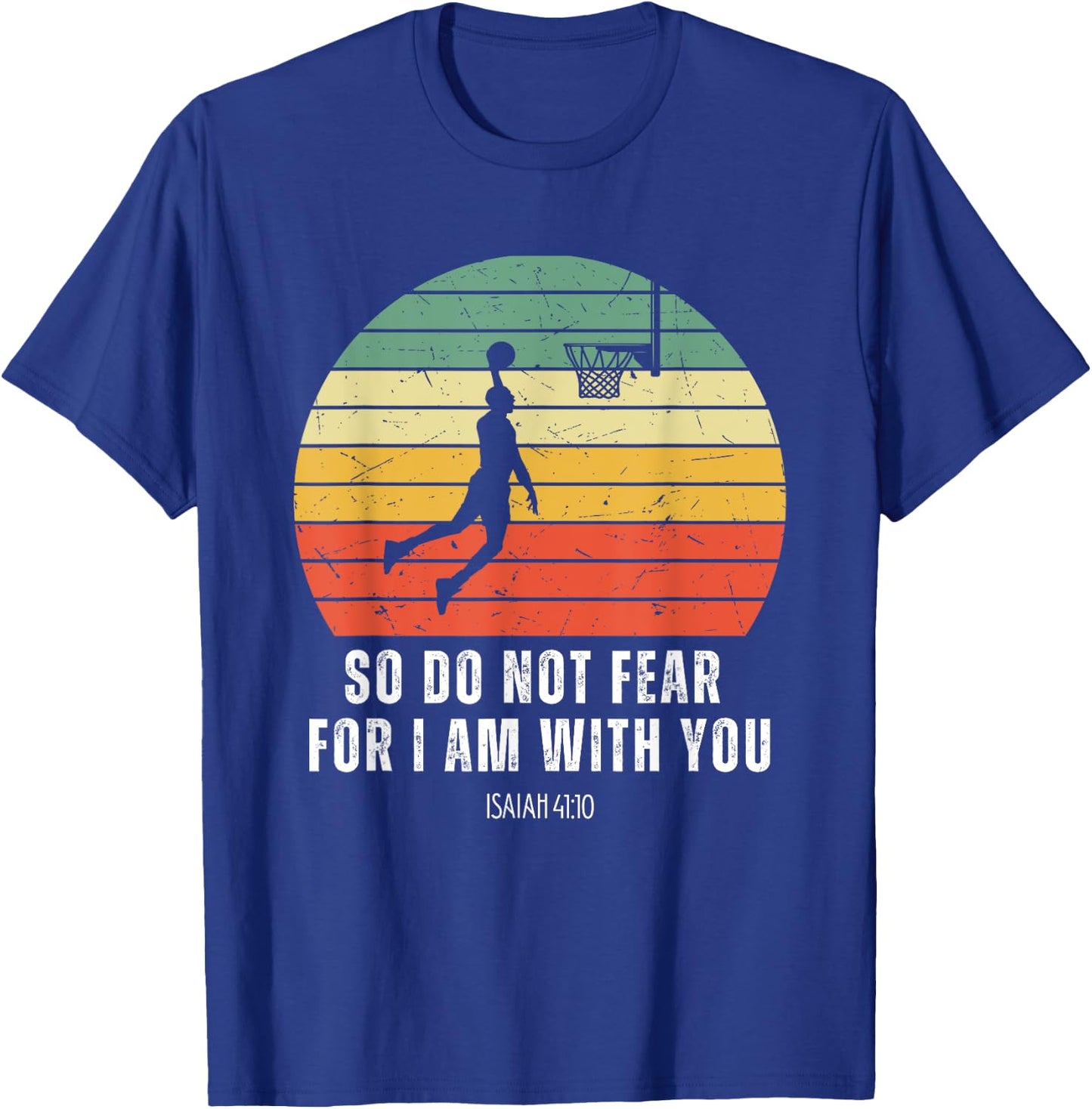Christian Retro Basketball Verse Men Boys Kids Religious T-Shirt - T-Shirt | Royal
