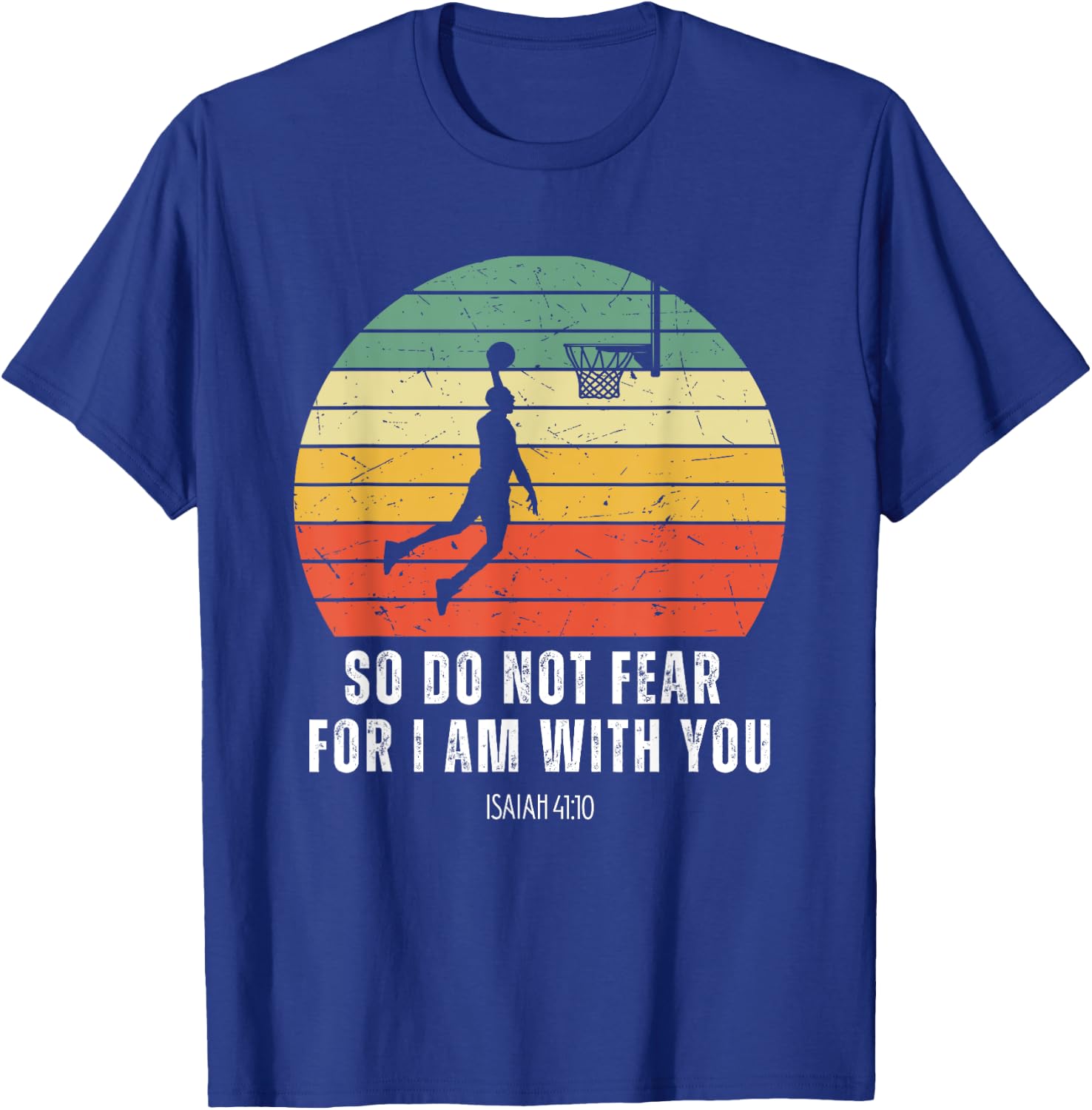 Christian Retro Basketball Verse Men Boys Kids Religious T-Shirt - T-Shirt | Royal