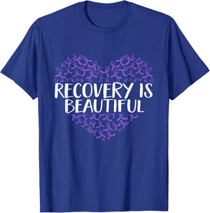 Recovery is Beautiful Addiction Recovery Awareness T-Shirt - T-Shirt | Royal