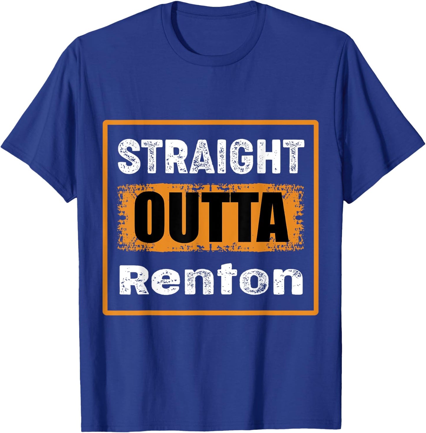Straight Outta Renton Washington USA Retro Distressed Humor T-Shirt - T-Shirt | Royal