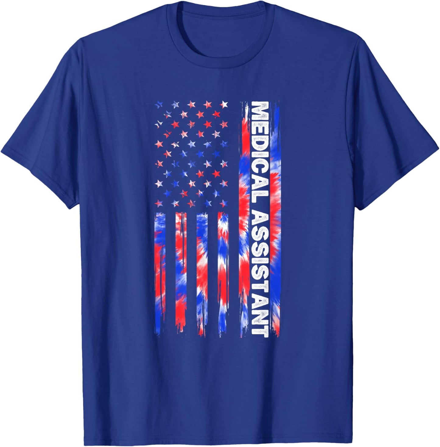Medical Assistant Tie Dye American Flag 4th Of July MA USA T-Shirt - T-Shirt | Royal