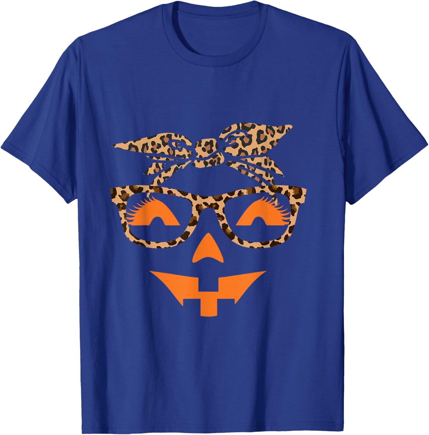 Jack O Lantern Face Leopard Halloween Pumpkin Women T-Shirt - T-Shirt | Royal