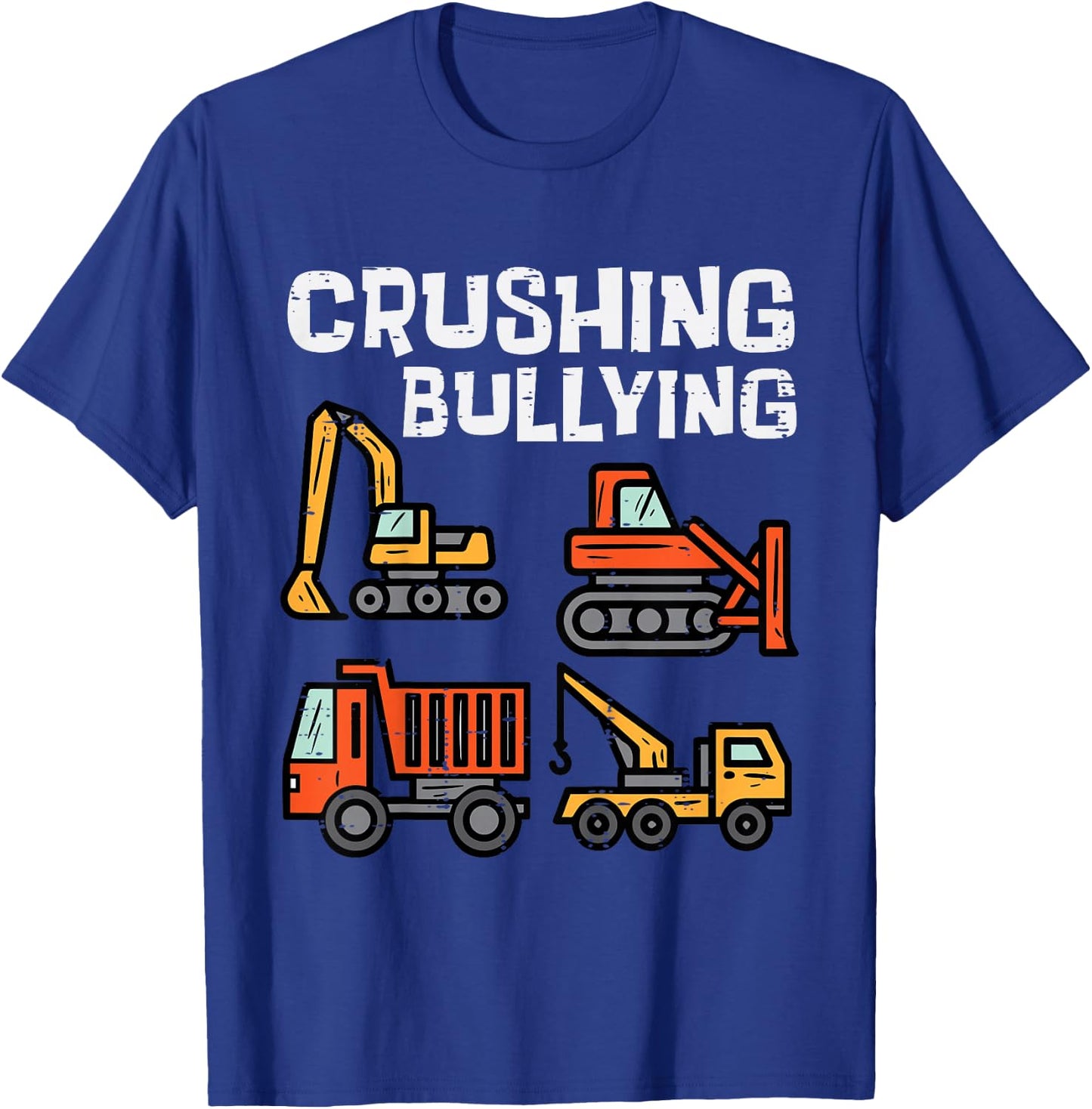 Kids Crushing Bullying Construction Trucks Orange Unity Day Boys T-Shirt - T-Shirt | Royal