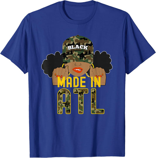 From ATL Atlanta ATLien Black Woman Camo T-Shirt - T-Shirt | Royal