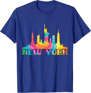 New York City Skyline NYC Tie Dye Liberty I Love New York T-Shirt - T-Shirt | Royal